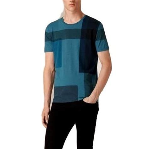 burberry brit men's crew neck check graphic cotton t shirt|Check Label Cotton T.